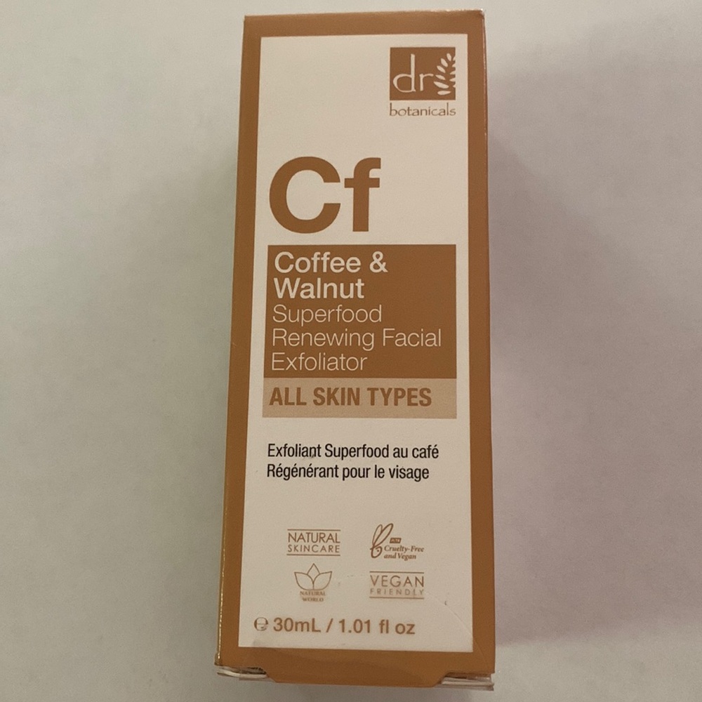 NEW … DR. BOTANICALS Coffee & Walnut SUPERFOOD Renewing Facial Exfoliator